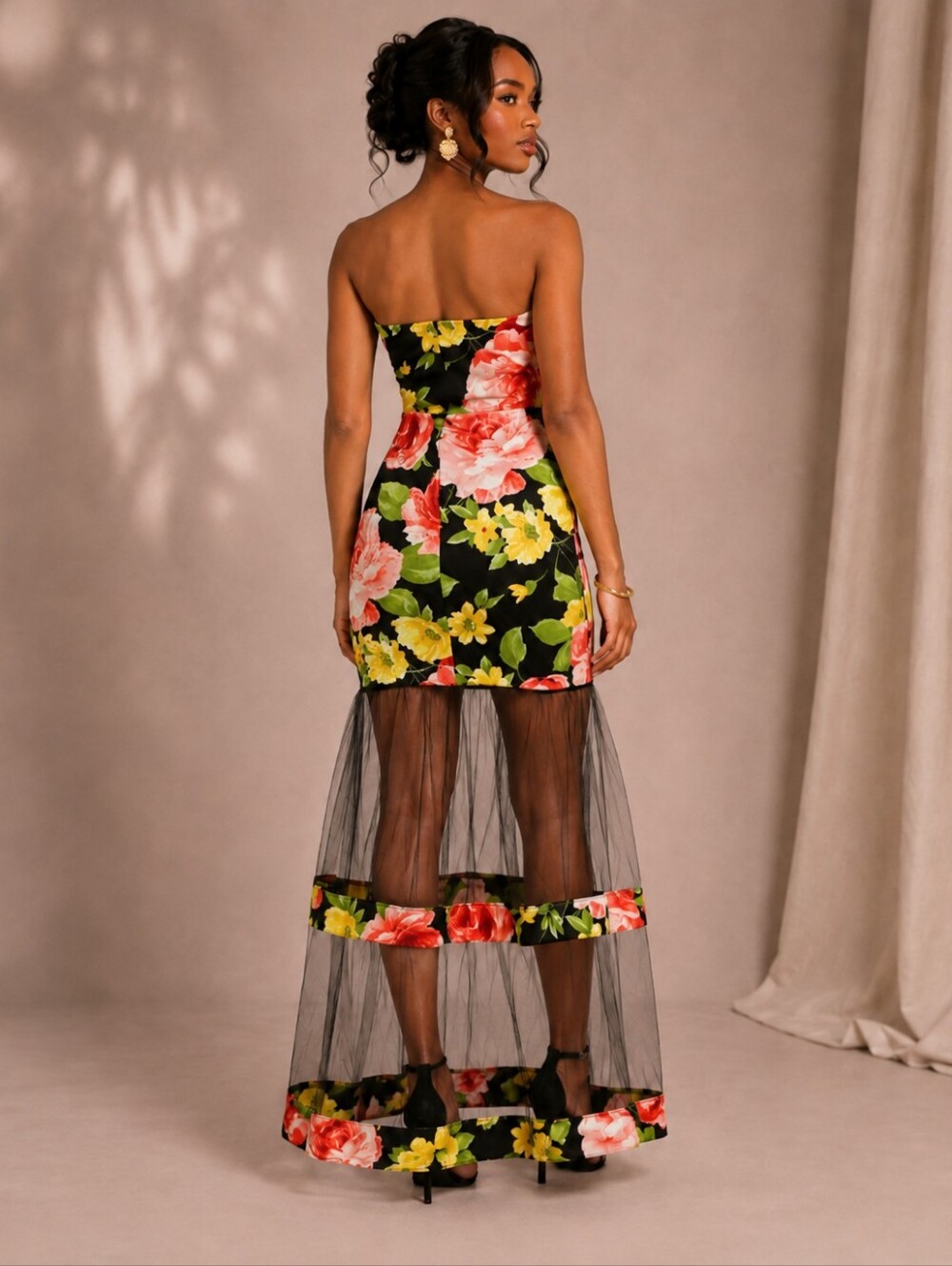 BLACK FLORAL DRESS - Picture 3 of 7